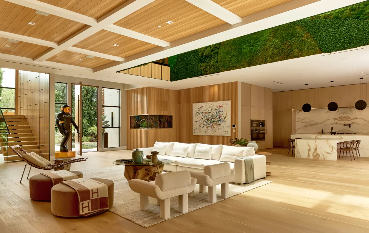 Open living room facing the staircase at Chalon Road.