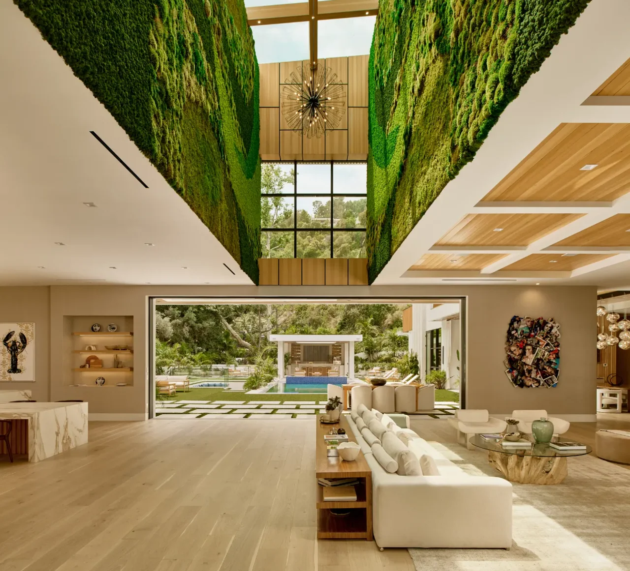 Double-height room with planted walls at Chalon Road.
