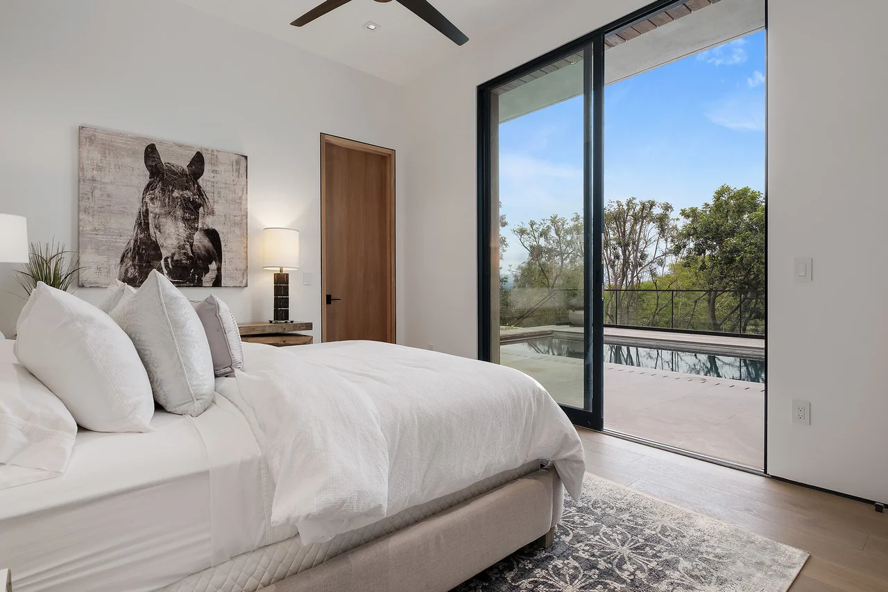 Bedroom opening to a balcony at Dixie Canyon.