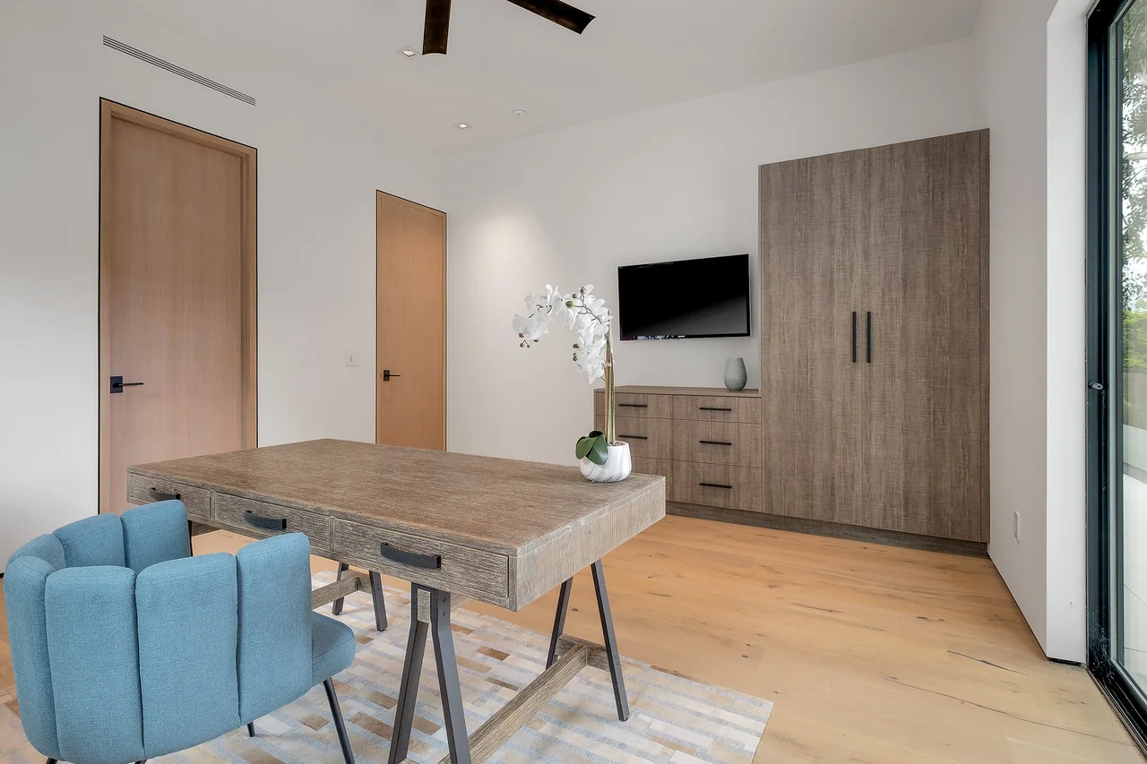 Study with timber cabinetry at Dixie Canyon.