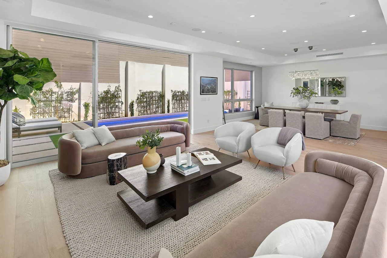 Living room and dining area at Fairburn Avenue.