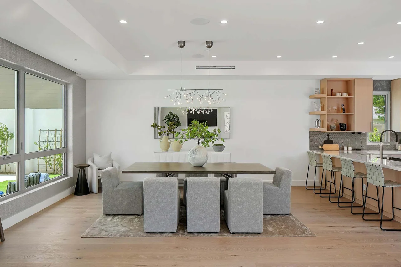 Dining area beside sliding garden doors at Fairburn Avenue.