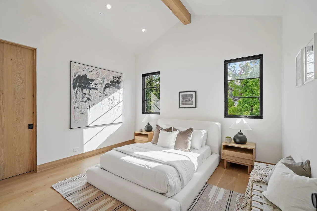 Bedroom with timber floor at South Gretna Green Way.