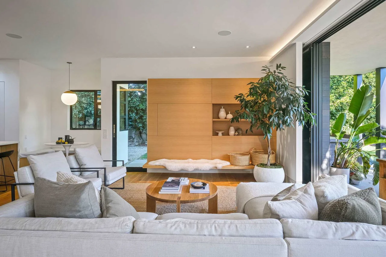 Sitting room facing the planted courtyard at Halderman Street.