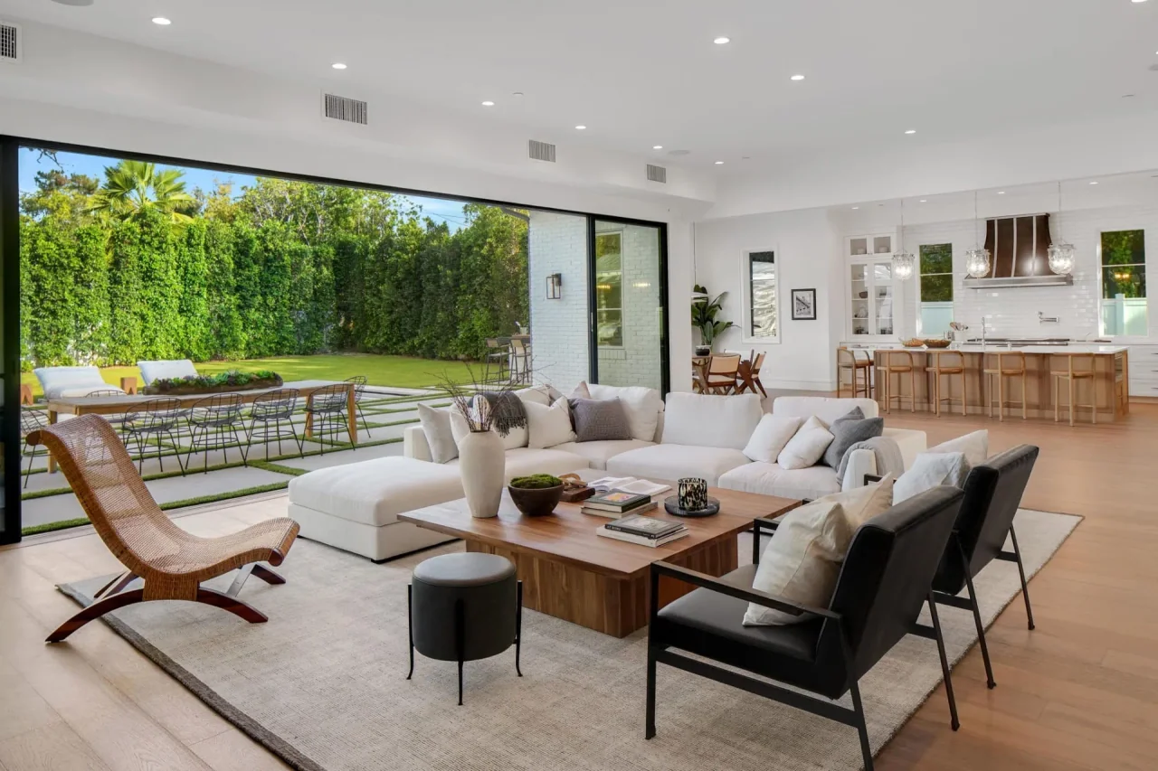 Open kitchen and living room at South Bundy Drive.